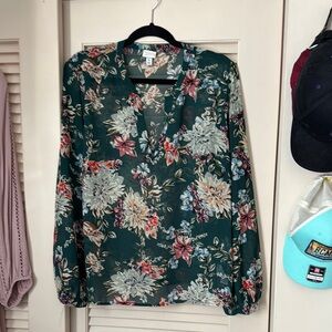 Floral Green Blouse